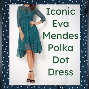🗽Eva Mendes for New York & Company Green Polka Dot High Low Dress